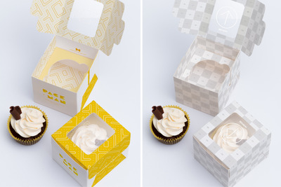 蛋糕包装设计样机 One Cupcake Box Mockup 01