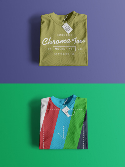 服饰T恤样机 Folded T-Shirt Mockup 01
