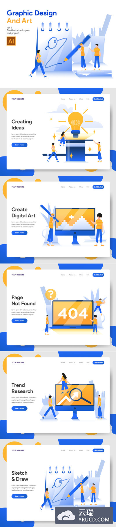 有创意的设计师团队实力插画素材下载[Ai]