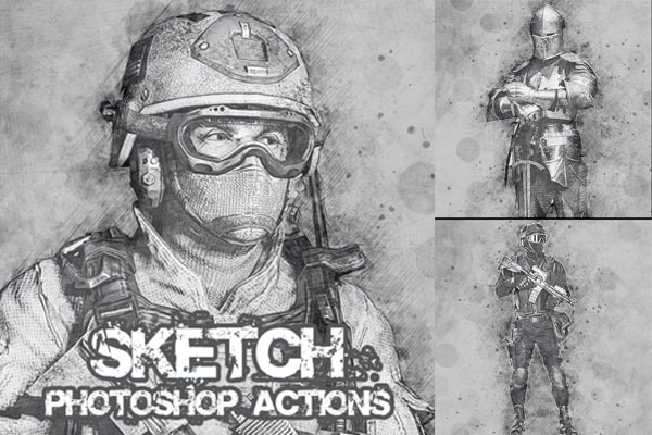 抽象水彩铅笔素描效果照片后期处理ps动作下载