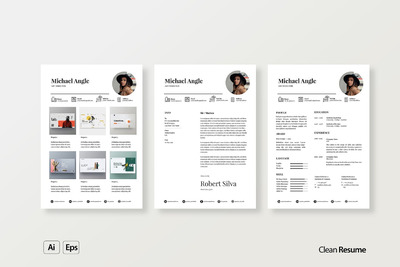 免费：设计师必备的干净的专业简历模板下载[Ai]