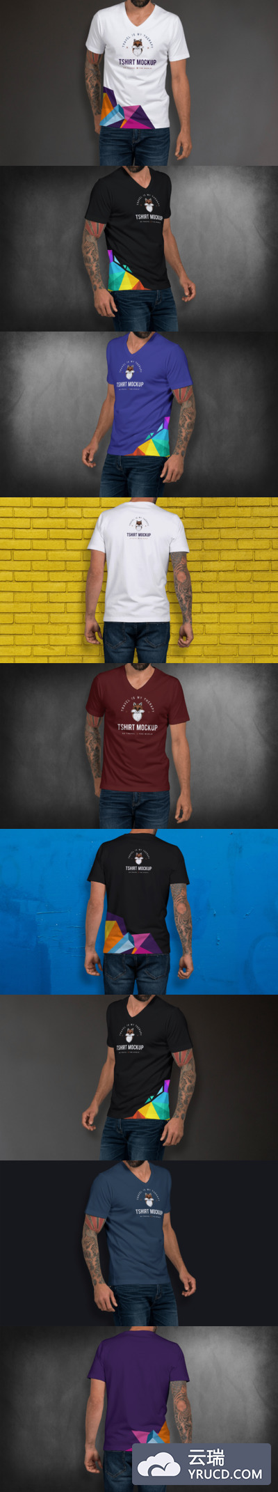 实用的深色背景T恤设计样机素材下载[PSD]