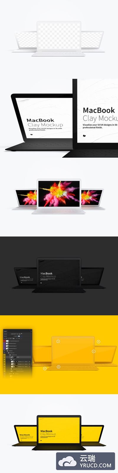 电脑样机素材 Clay MacBook Mockup, Front View 03