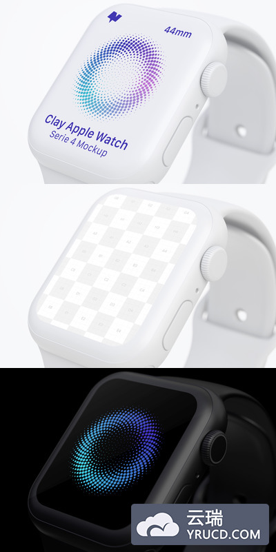 苹果手表样机 Clay Apple Watch Series 4 (44mm) Mockup, Close up