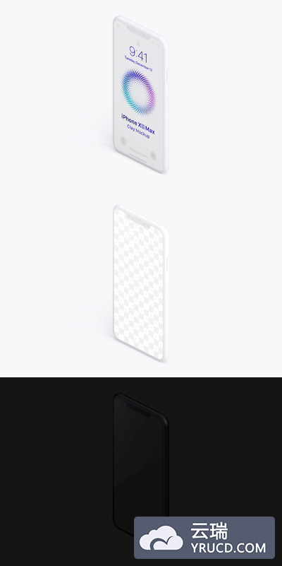 iphone手机样机 Isometric Clay iPhone XS Max Mockup, Left View 02