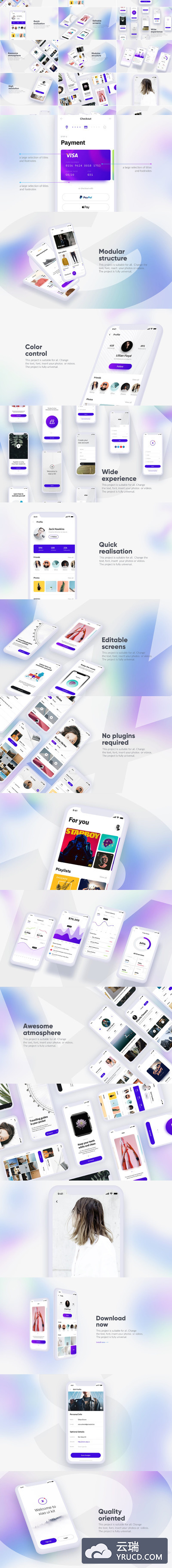 时尚高端多角度的高品质白色iPhone APP UI样机展示模型mockups