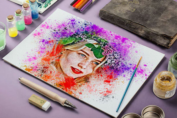 水彩艺术绘画效果照片处理ps动作下载