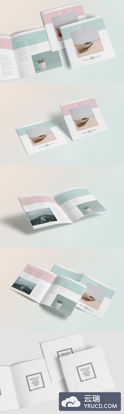 高品质的方形画册手册设计展示样机素材下载[PSD]