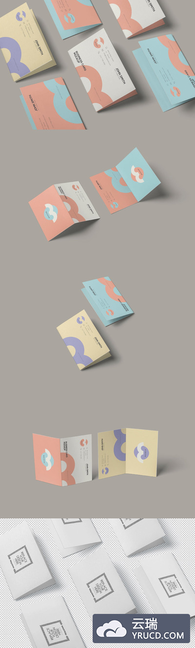 好用的高端折叠式名片设计展示样机素材下载[PSD]
