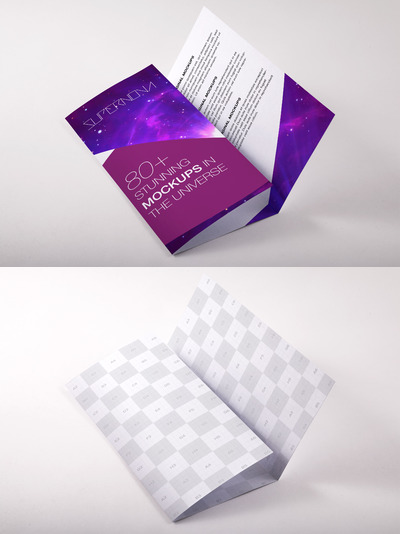 A4三折页小册子PSD样机 A4 Trifold Brochure PSD Mockup 02