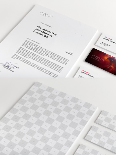 A4商业卡片样机 A4 and Business Cards Mockup 03