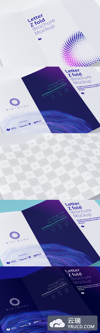 折页画册设计样机 Letter Z Fold Brochure Mockup 03