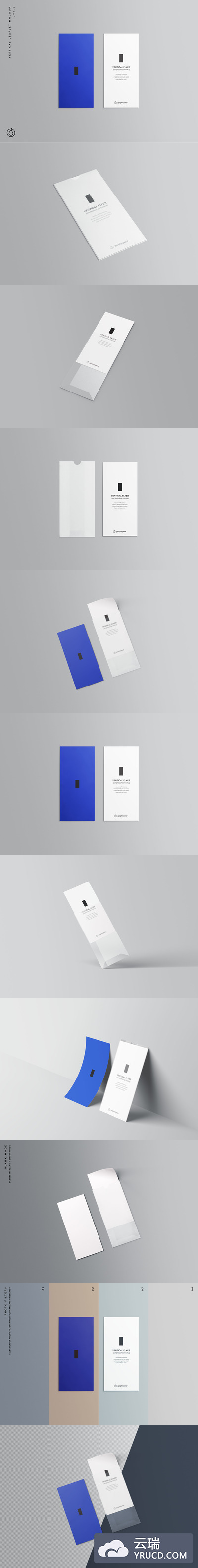 高端个性的名片卡片或传单样机素材下载[PSD]