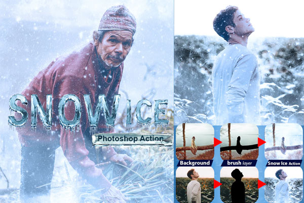 冰雪霜冻效果照片后期处理ps动作下载
