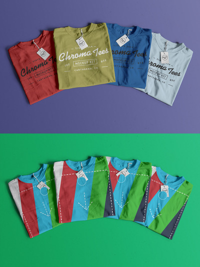 T恤设计样机 Folded T-Shirts Mockup 03