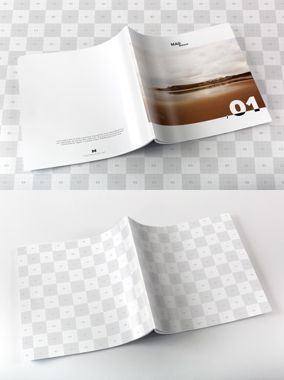 画册封面设计样机 Square Magazine Back Cover Mockup