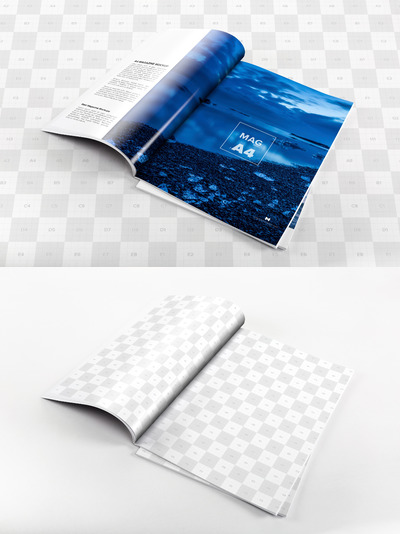 A4杂志画册设计 A4 Magazine Spread Mockup