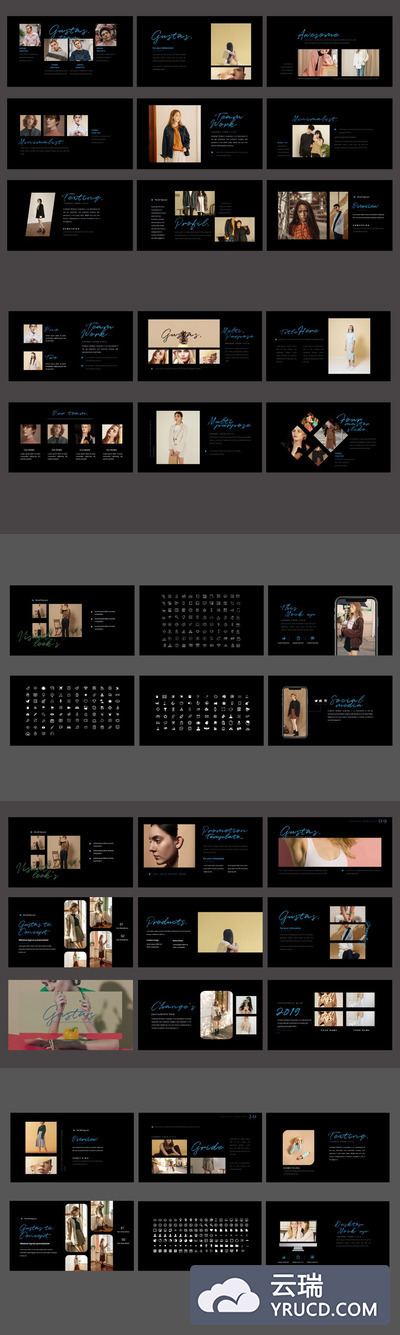 高端复古时尚深色的PPT模板下载[PPTX]