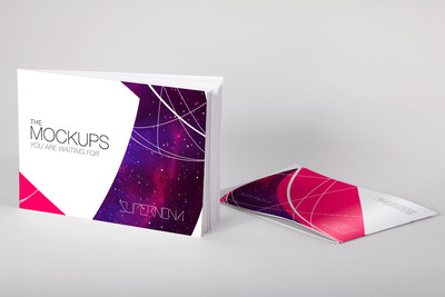 软封面画册样机 Softcover Landscape Catalog PSD Mockup 01