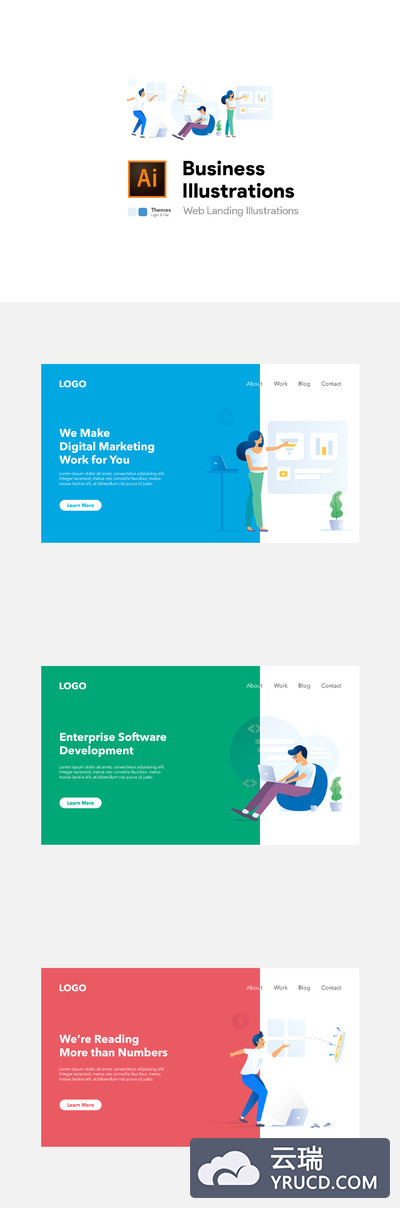 商业着陆页概念矢量插画素材下载[Ai]