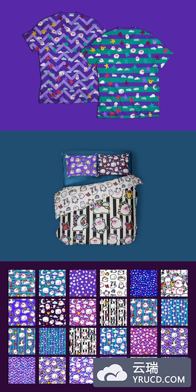 可爱的儿童面料图形图案下载[EPS]
