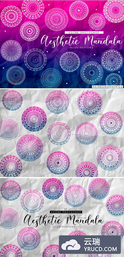 渐变紫色曼荼罗插画背景图案素材