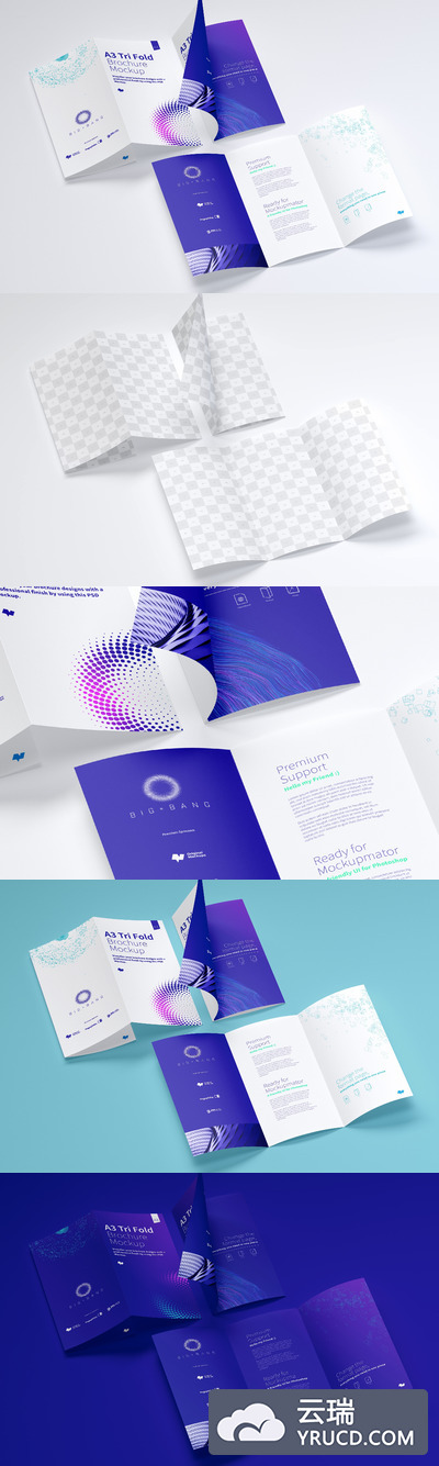 A3三折页小册子设计样机 A3 Trifold Brochure Mockup 03