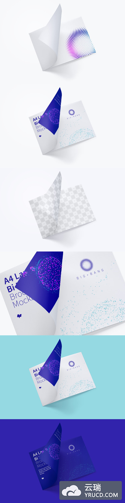 方形画册样机 A4 Landscape Bi Fold Brochure Mockup 02