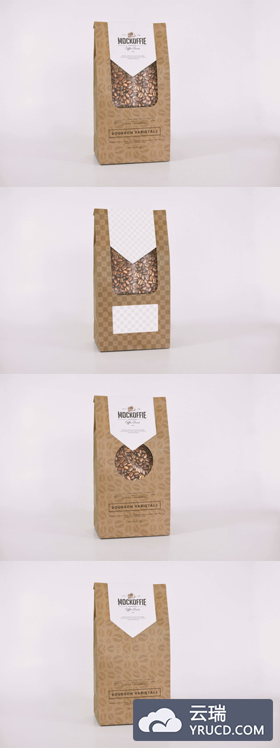 咖啡牛皮纸包装样机 Coffee Bag Mockup With Transparent Window