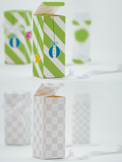 包装盒子样机素材 Tall Gift Box Mockup 03