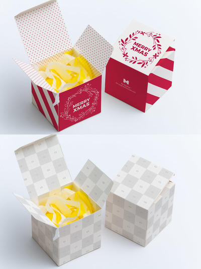 包装设计样机 Soft Paper Cube Gift Box Mockup 01