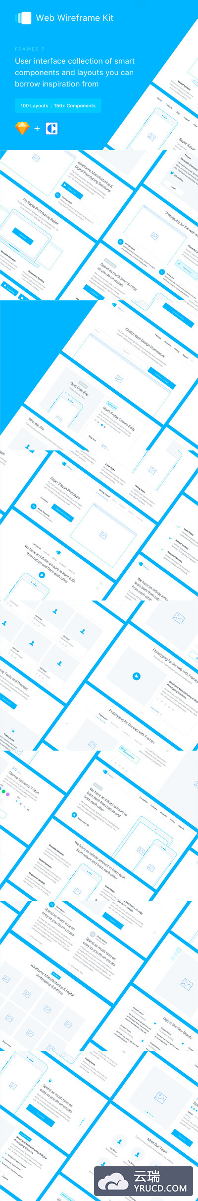 完美的现代多功能网页线框图模板[Sketch]