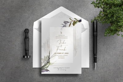 优雅时尚高端豪华欧式婚礼邀请函海报设计模板