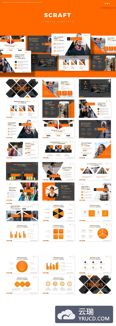 时尚高端简约多用途的高品质keynote幻灯片演示模板（key）