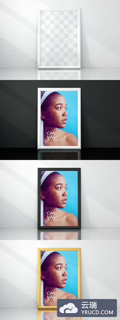 画框画布样机素材 Framed Large Portrait Canvas Mockup