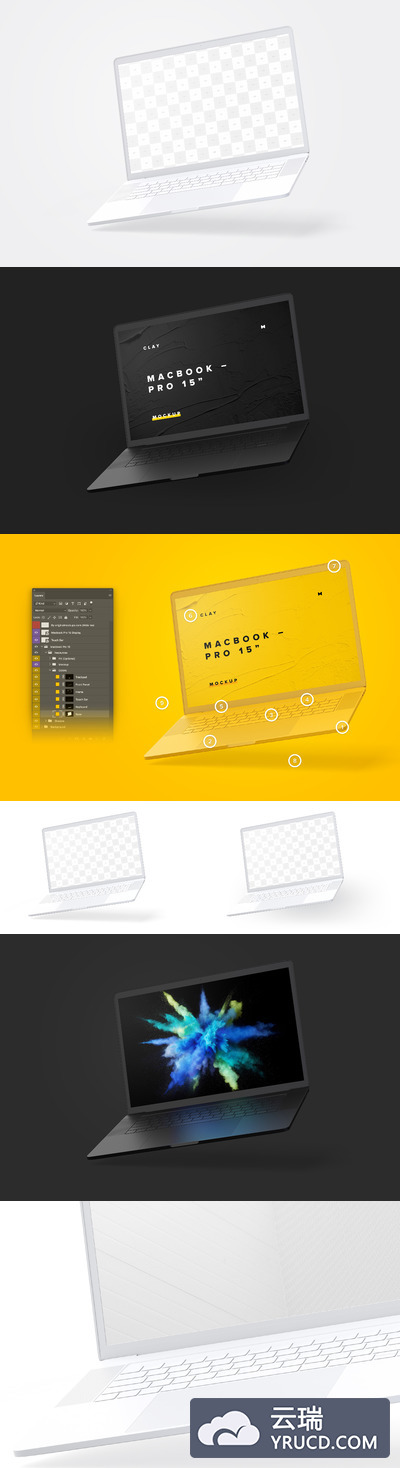 电脑样机素材 Clay MacBook Pro 15" with Touch Bar Mockup