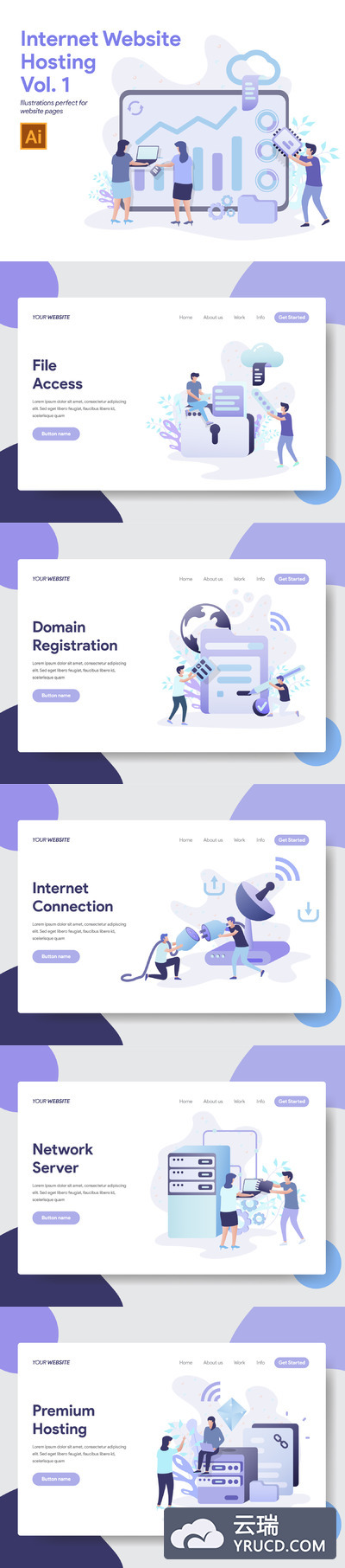 10套互联网创意概念矢量插画素材下载[Ai]