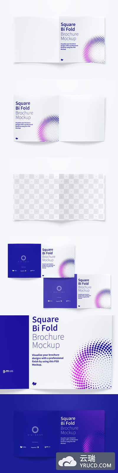 宽版画册设计样机 Square Bi Fold Brochure Mockup 03