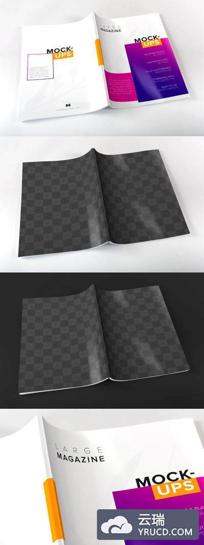 杂志封面设计样机 Large Magazine Spread Covers Mockup