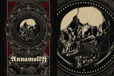 震撼的时尚个性复古风格骷髅头插画设计模板