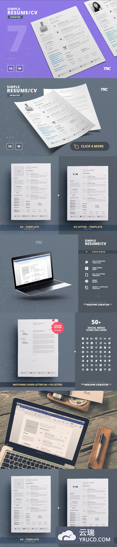 专业简约简历模板 Simple Resume/Cv Template Volume 7