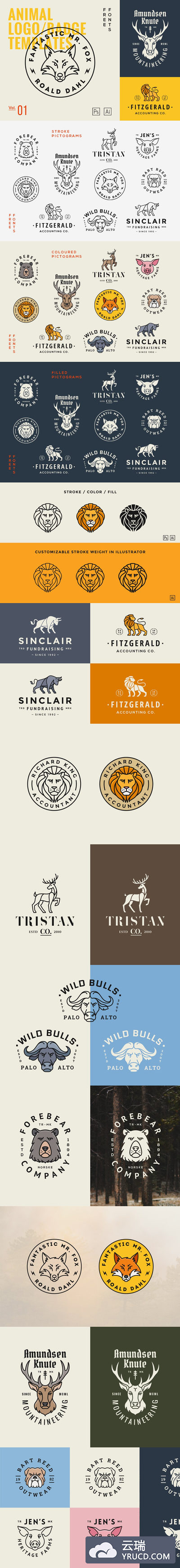 动物logo素材模板 Animal Logo/Badge Templates Vol.1