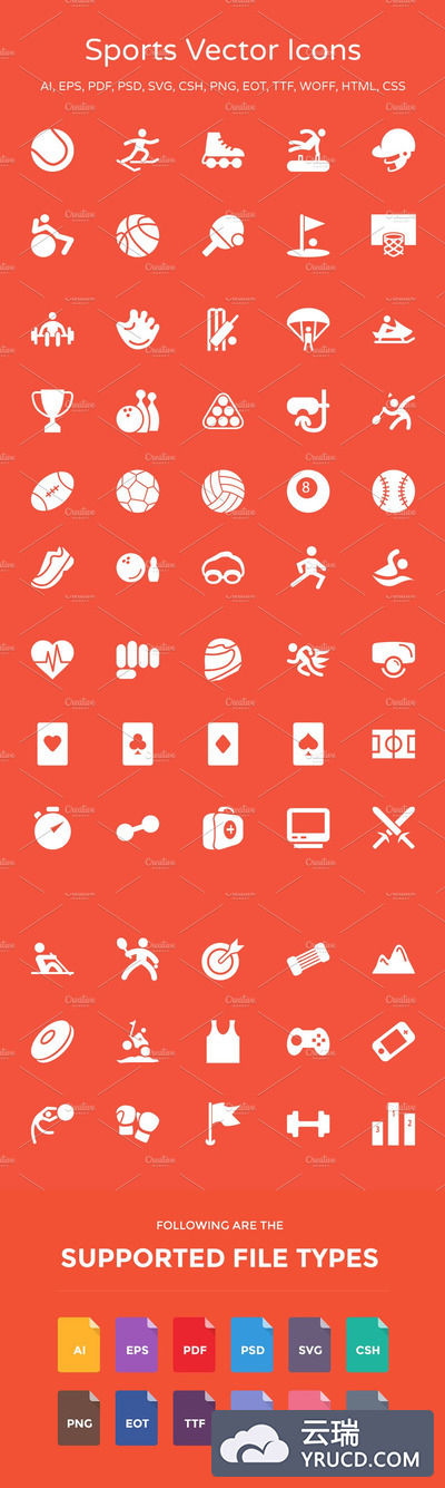 运动矢量图标 60 Sports Vector Icons Pack