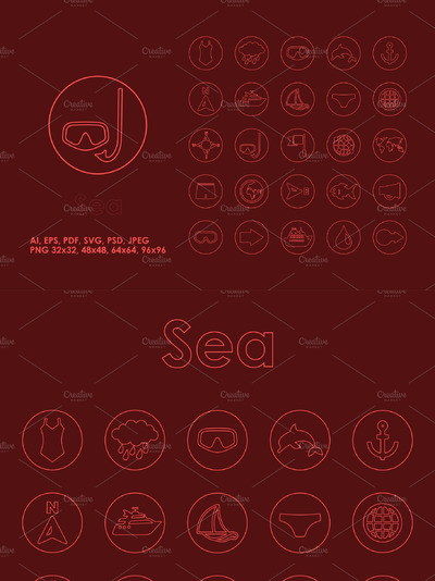 海洋元素图标 25 Sea simple icons