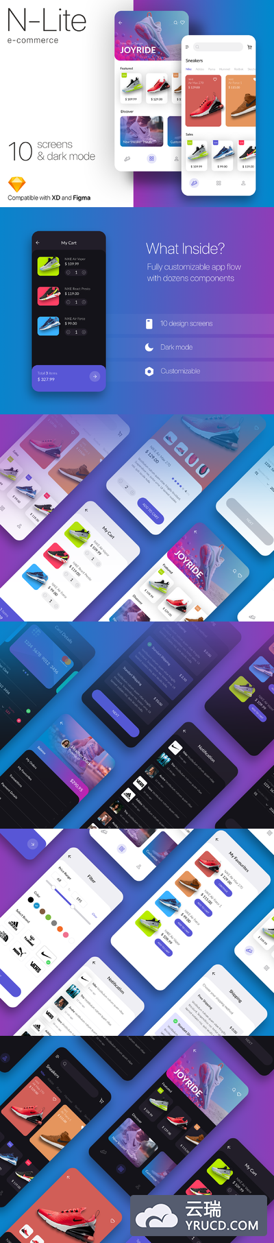 时尚的运动商品电商APP UI KIT下载[Sketch]