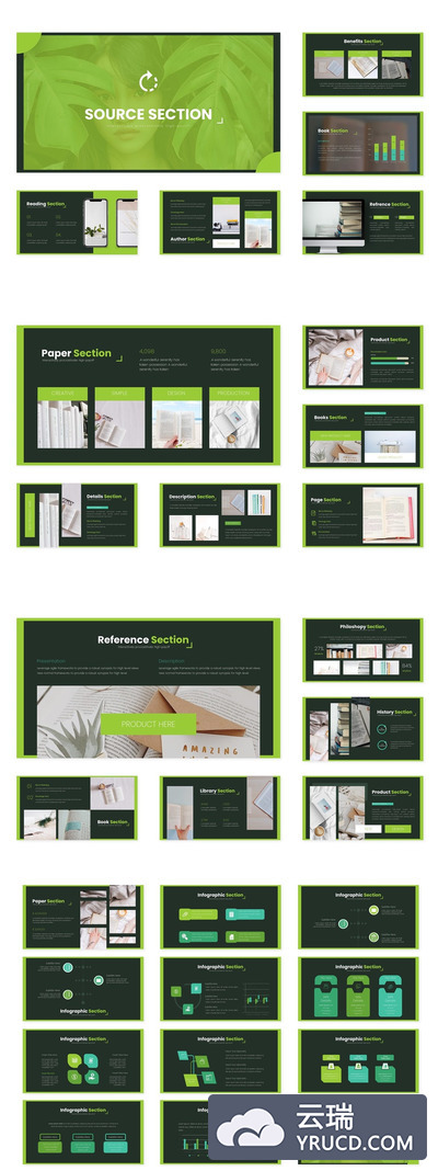 高端绿色环保主题的PPT模板下载[PPTX]