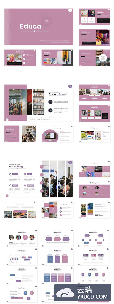 时尚教育主题的PPT模板下载[PPTX]