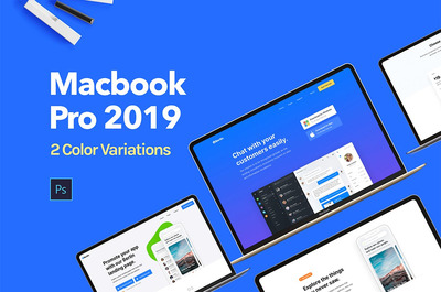 高品质 Apple Macbook 2019 电脑样机组合素材下载[PSD]