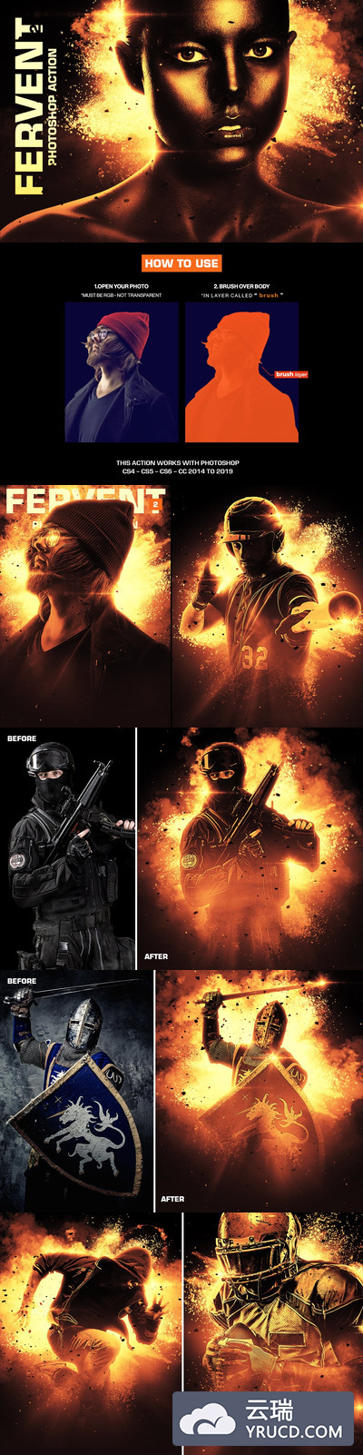 震撼的霸气热火爆炸photoshop动作