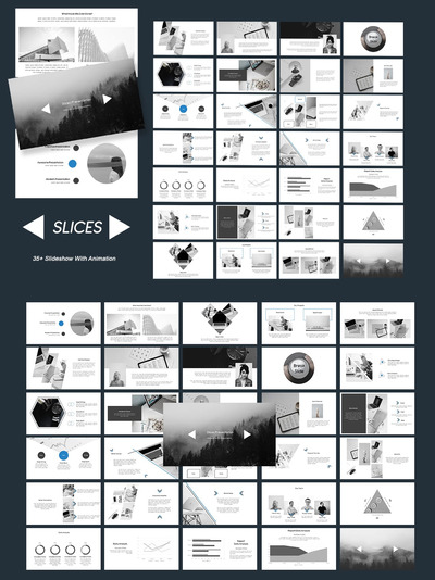 时尚简约高端好用的几何图形powerpoint幻灯片演示模板（pptx）